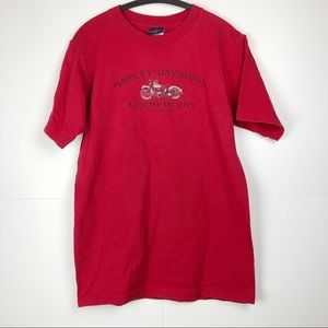 Harley Davidson Columbus Ohio Ad Farrow Red Tee